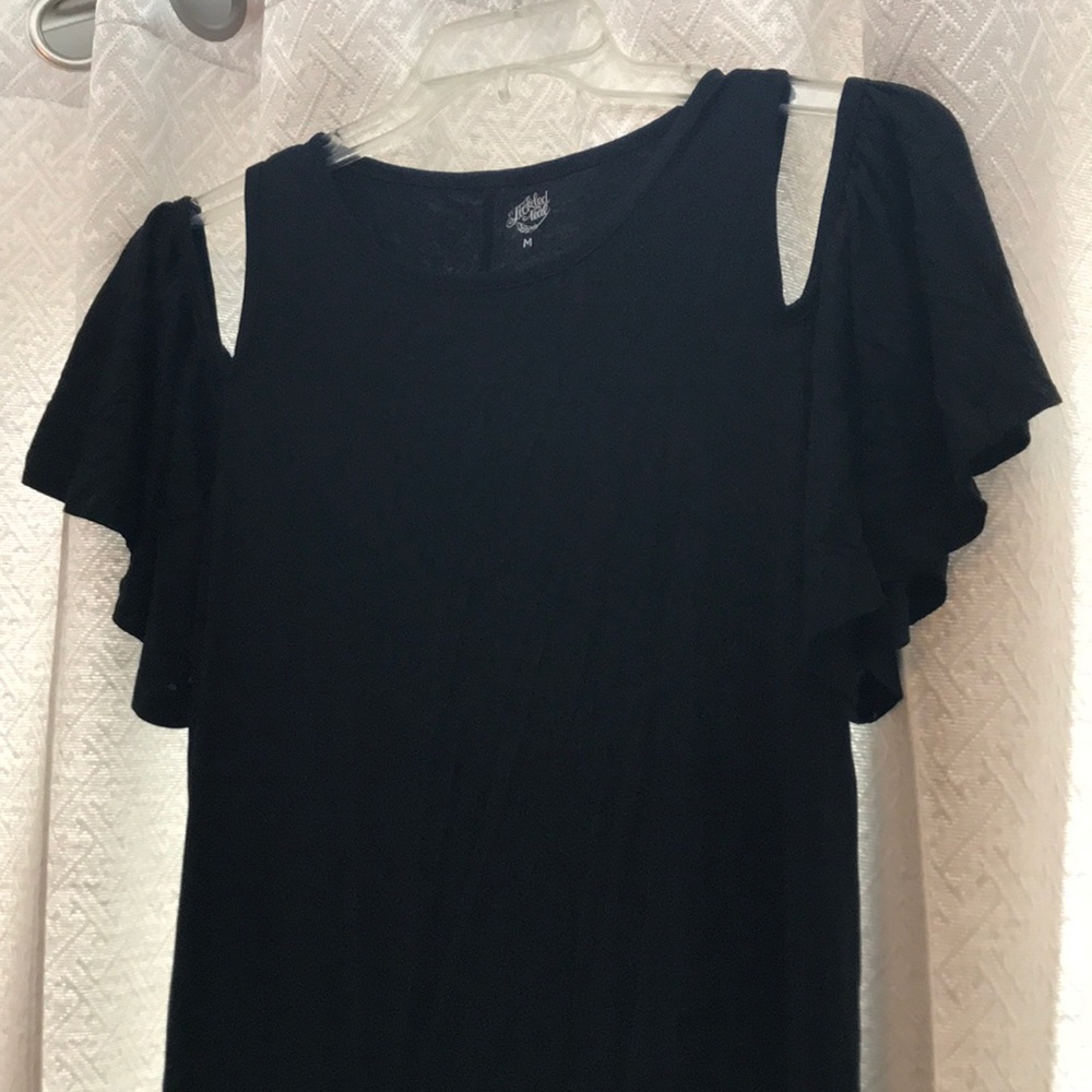 Black Maxi with Cutout Flutter Sleeves